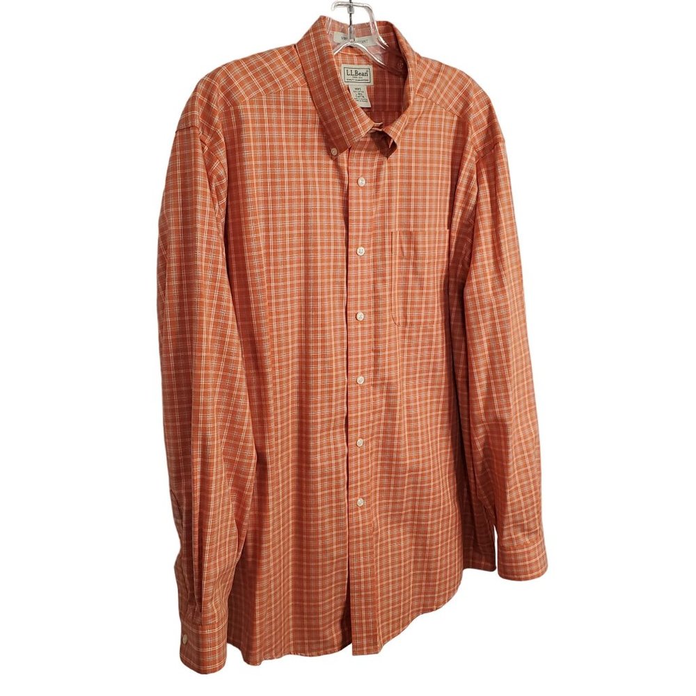 LL Bean Mens Size L Shirt Button Front Wrinkle Resistant 100% Cotton Long Sleeve - Picture 1 of 11
